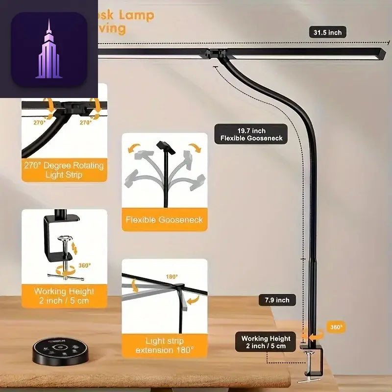 LED Desk Lamp - 24W Eye-Care Dimmer