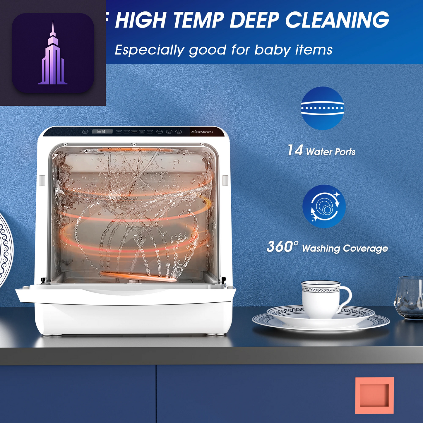 Portable Dishwasher with Dryer
