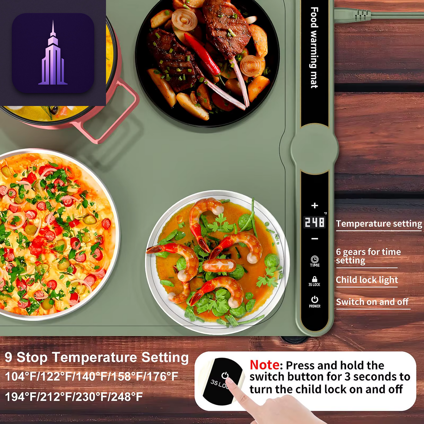 Electric Adjustable Warming Tray
