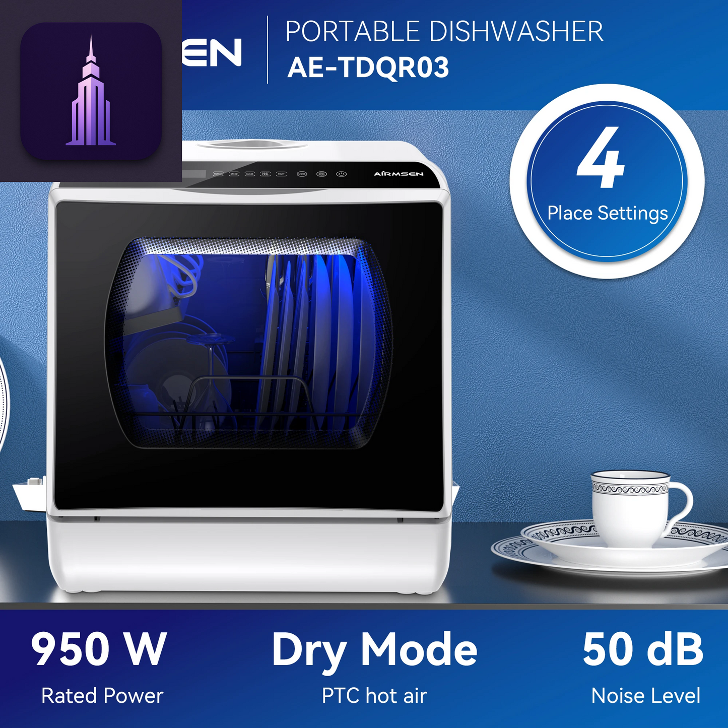 Portable Dishwasher with Dryer