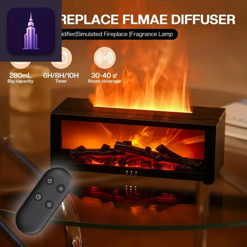Fireplace Flame Humidifier with Remote & LED