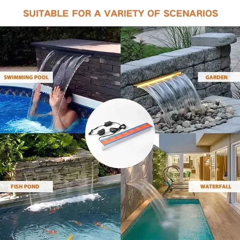 LED Colorful Pool Waterfall Fountain
