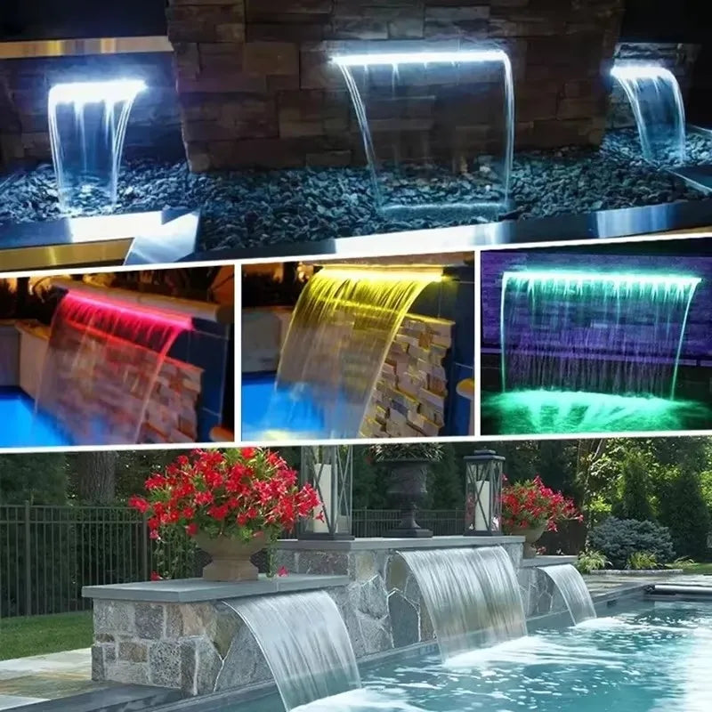 LED Colorful Pool Waterfall Fountain
