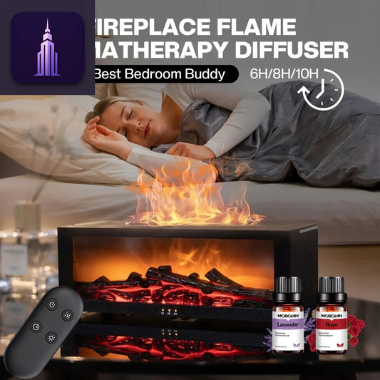 Fireplace Flame Humidifier with Remote & LED 
