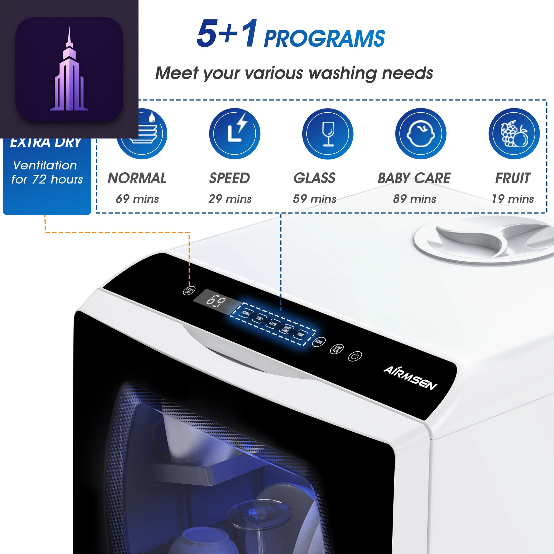 Portable Dishwasher with Dryer