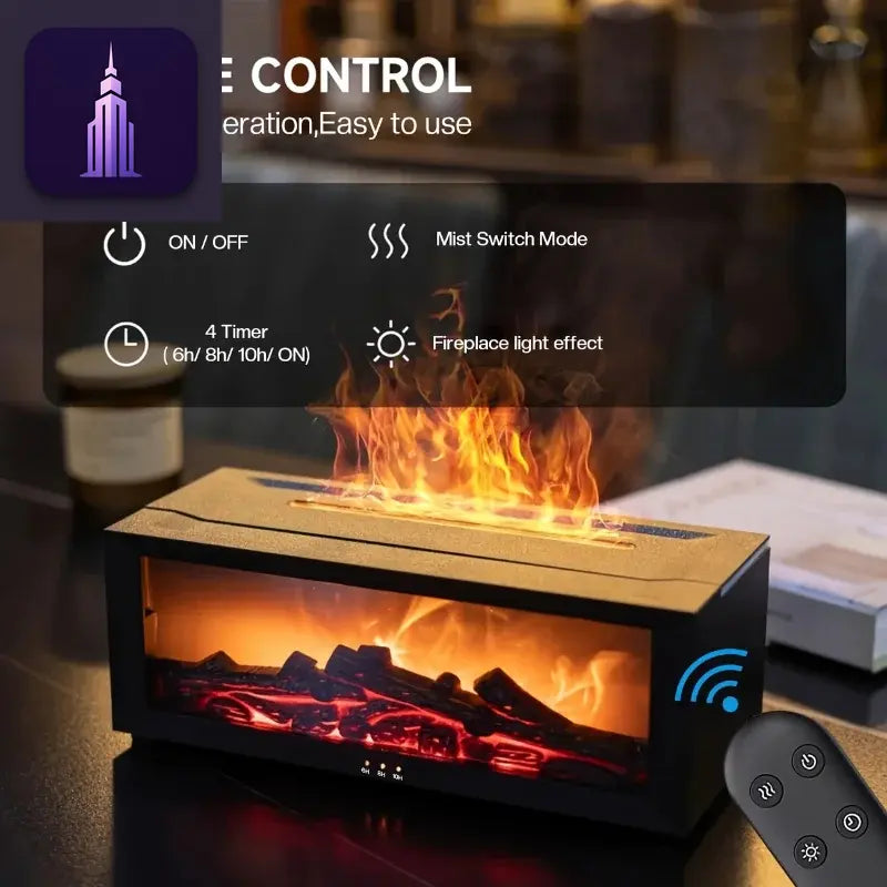 Fireplace Flame Humidifier with Remote & LED 