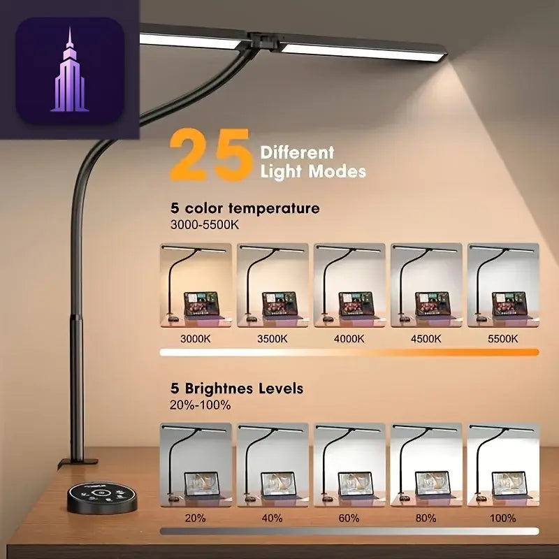 LED Desk Lamp - 24W Eye-Care Dimmer