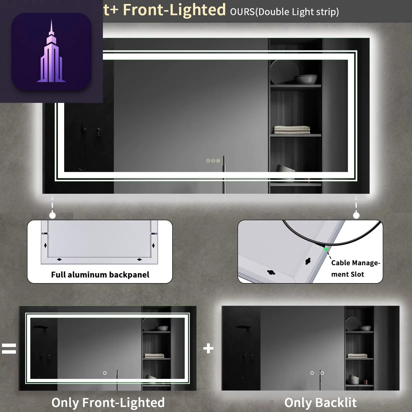 40"X 24" LED Bathroom Mirror