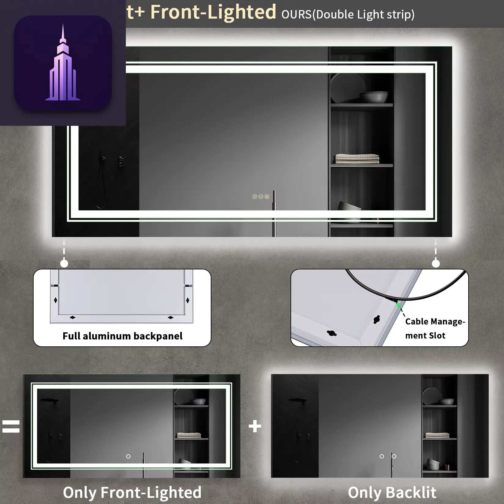 40"X 24" LED Bathroom Mirror