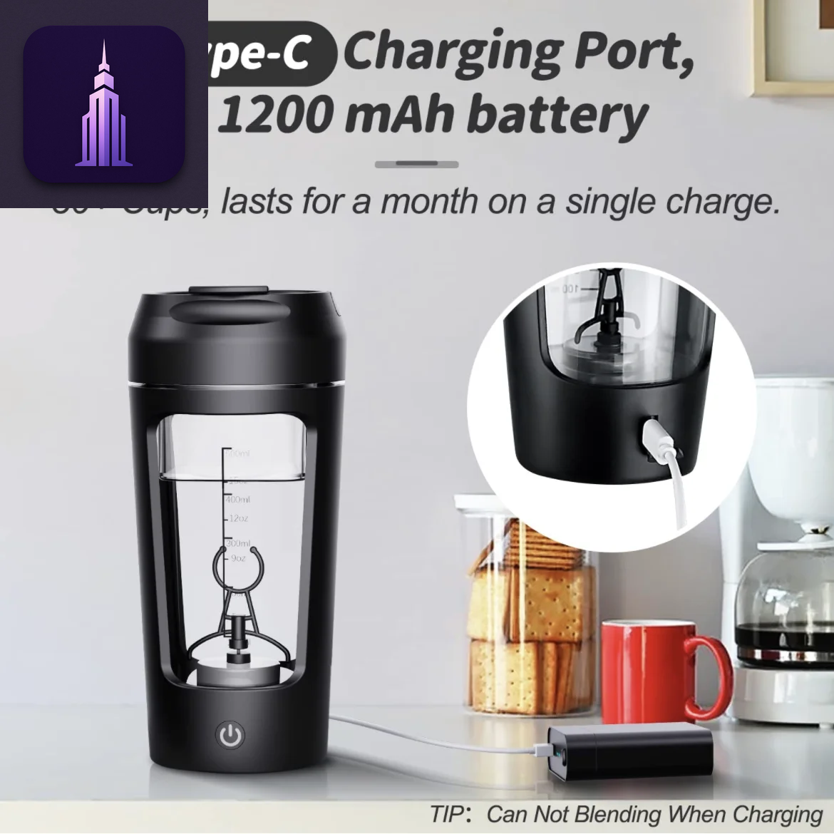 650Ml USB Electric Protein Shaker