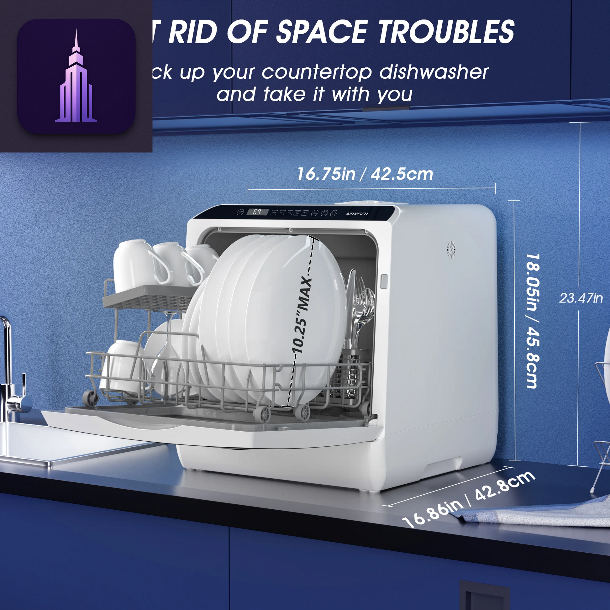 Portable Dishwasher with Dryer