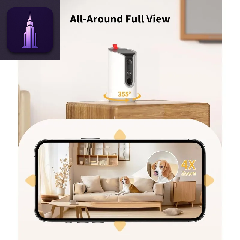 2K Pet Camera with Treat Dispenser