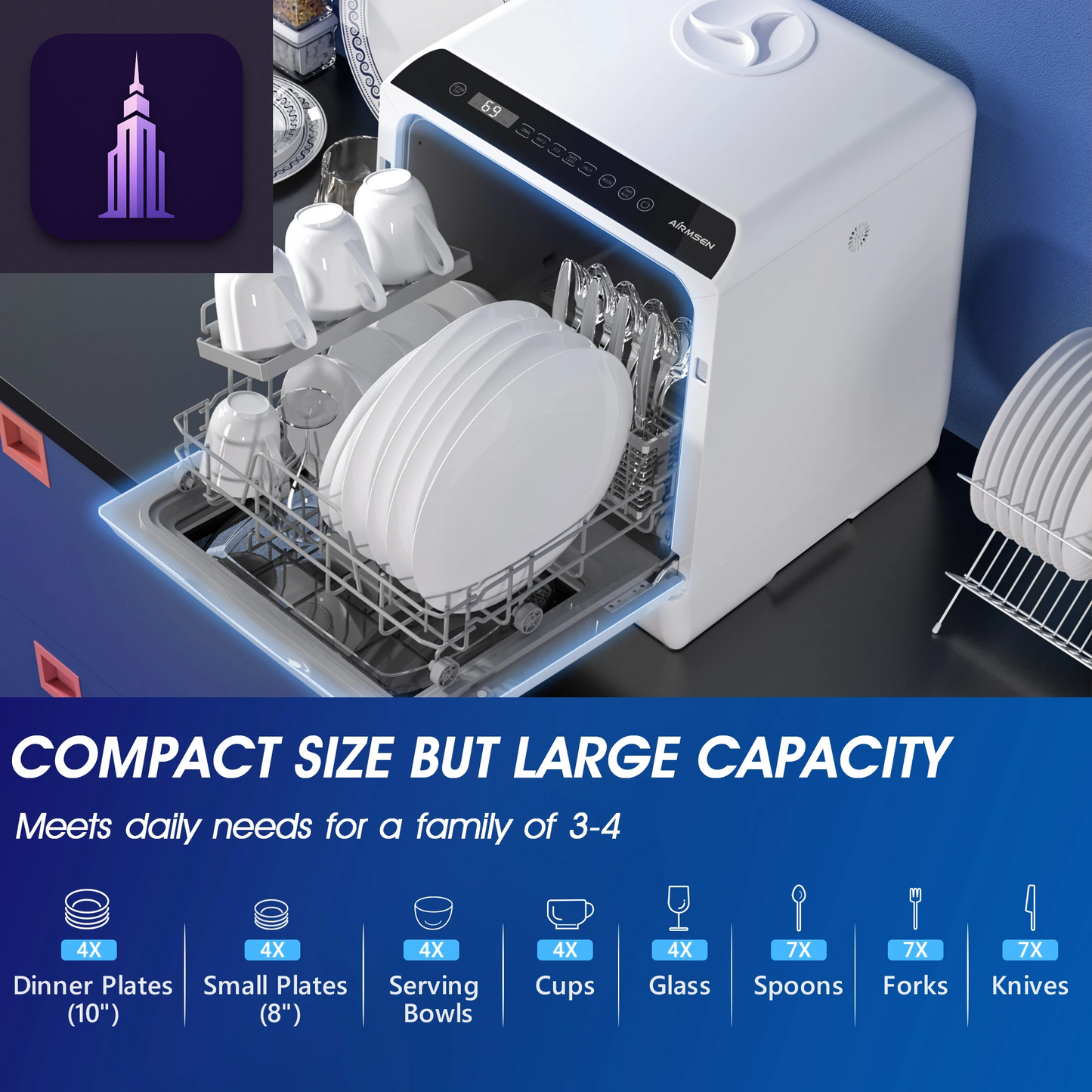 Portable Dishwasher with Dryer